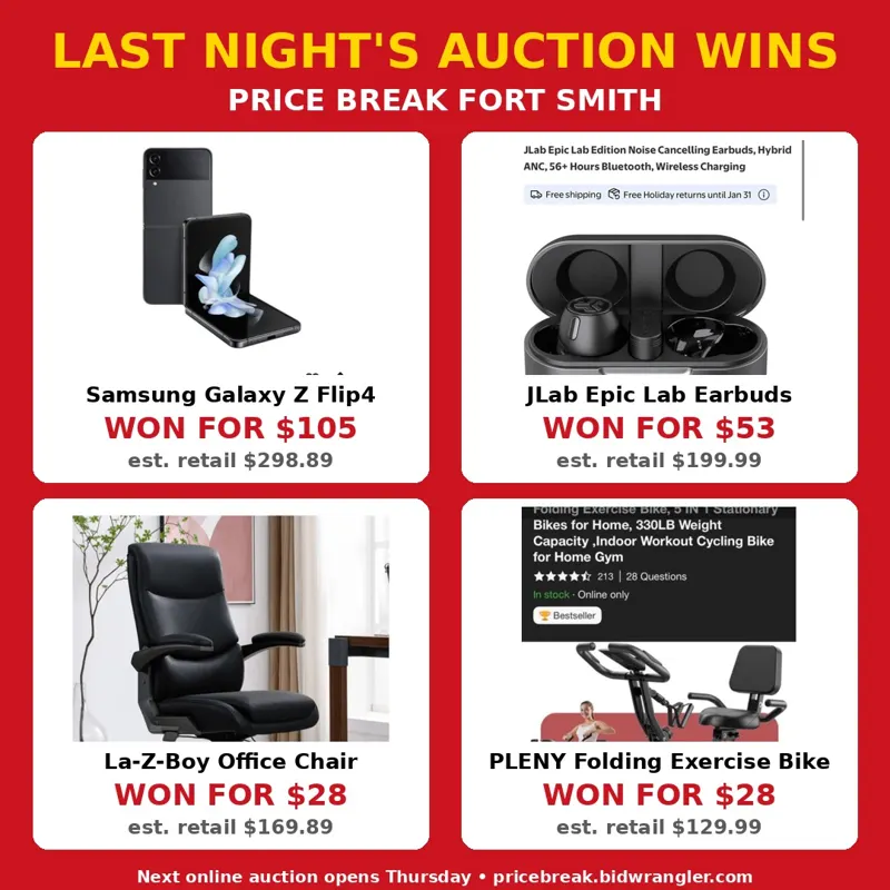 Recent auction wins at Price Break Fort Smith